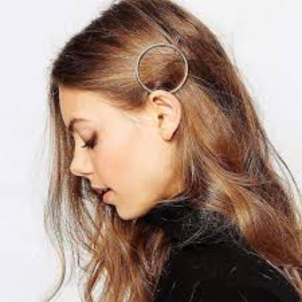Silver Circle Hair Clip Hair Pin Hair Barrette - Picture 3 of 5